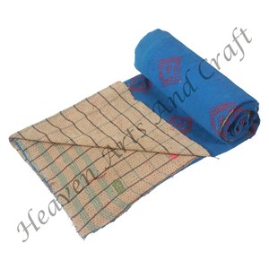 Hot Sell Cotton Comforter Vintage Kantha <b>Quilts</b> <b>Indian</b> Reversible Hand Stitched Heavy Throw Old Sari Blanket Patch Work Heavy - Product Image 1