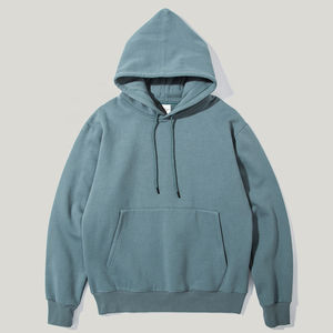 เสื้อพูลโอเวอร์แขนยาวทรงหลวมสไตล์สตรีทแวร์ผ้าคอตตอนหนานุ่มสำหรับผู้ชาย สีพื้น ย้อมสีเรียบง่าย เหมาะสำหรับฤดูหนาว รับผลิตตามสั่งพร้อมสกรีนโลโก้ - Product Image 1