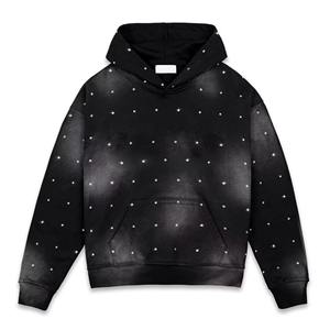 Breathable Embroidered Rhinestone Print Pattern Fleece Winter High Quality 100% Cotton Sun Fade Custom Pullover <b>Hoodie</b> - Product Image 1