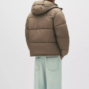 Chaqueta acolchada corta con capucha de algodón transpirable con logotipo frontal personalizado para hombre al aire libre invierno de talla grande estilo informal talla XS - Product Image 2