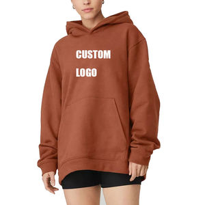 Pull à capuche à manches longues personnalisé pour femmes Baggy Fleece Sweatshirt avec poche pour l'automne/hiver - Product Image 4