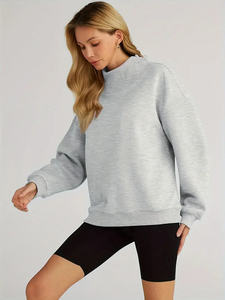 Fisoew femmes décontracté surdimensionné col roulé sweat à manches longues pull avec capuche pour grande taille haut vêtements - Product Image 3