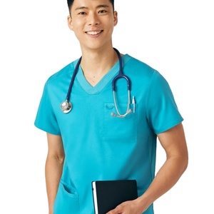 Venta al por mayor conjunto de uniformes médicos para hombre logotipo personalizado cuello en V uniforme transpirable secado rápido impresión por sublimación digital para el hospital - Product Image 2