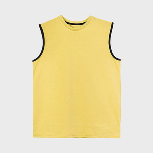 Camiseta Deportiva Transpirable de Color Amarillo Sólido para Hombre, Secado Rápido, Sin Mangas, para Gimnasio, Tallas Grandes, 100% Poliéster, Logotipo Personalizado - Product Image 1