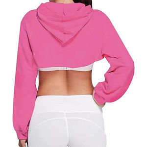 2024 femmes grande taille haut court à capuche hiver Logo personnalisé brodé imprimé respirant 100% coton biologique Streetwear - Product Image 2