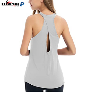 เสื้อกล้ามสำหรับเล่นยิมเล่นโยคะฟิตเนส racerback แห้งเร็วออกแบบได้ตามต้องการ - Product Image 4