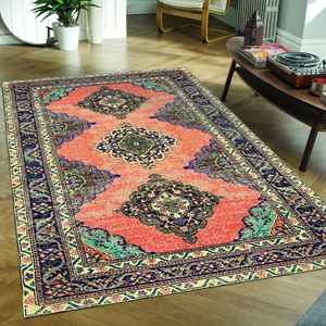 Tapis au design vintage, tapis orange, tapis à motif floral vintage, tapis gobelin - Product Image 2