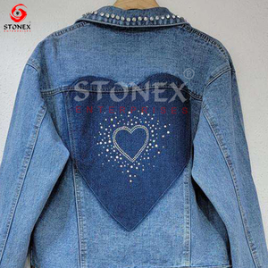 Femmes Automne Nouvelle Mode Irrégulière Cristal Perles Oversize Femmes Jean Veste En Gros Vestes Personnalisées - Product Image 6