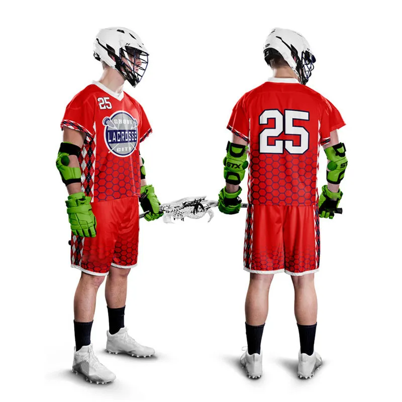 Uniforme de lacrosse 100% poliéster personalizado com logotipo personalizado, uniforme de lacrosse 100% poliéster personalizado