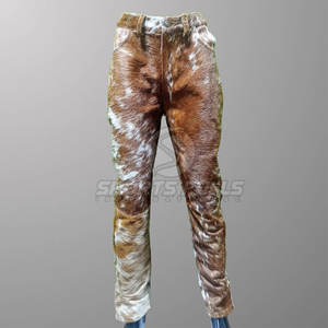 Moda Hair-on Hide Pants Mens Hecho a mano Exótico Look Premium Hecho a mano Hair-on Cowhide Pants - Product Image 2