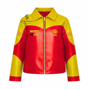 Veste en cuir PU pour femme NSPDK, fermeture éclair sur le devant, veste en cuir brodée douce, vêtement d'extérieur décontracté et élégant - Product Image 1