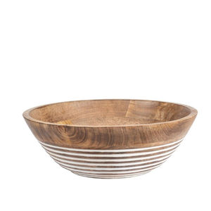 Bol à fruits en bois de manguier naturel artisanal, design rond moderne, pour la cuisine et la salle à manger, service de salade, rangement, décoration de la maison - Product Image 4