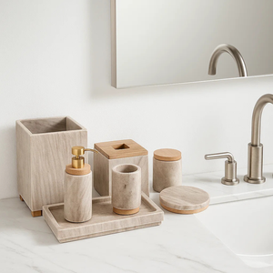 Elegante Juego de Baño de Mármol Moderno, Accesorios de Piedra de Alta Gama Ecológicos e Impermeables para Diseñadores de Interiores, Distribuidores Globales - Product Image 2