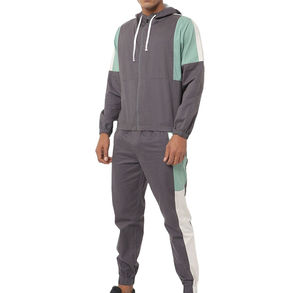 ชุดวอร์มผ้าไนลอนและมีฮู้ดสำหรับผู้ชายชุดกันลม100% มีซิปชุดวอร์มกางเกงวอร์มสำหรับนักวิ่ง - Product Image 1