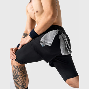 Bermuda OEM décontracté à 2 couches à taille moyenne pour hommes, fermeture élastique multifonction avec motif solide - Product Image 3