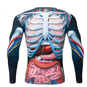 T-shirt de compression athlétique pour homme, vêtements de sport personnalisés pour la salle de sport, la course à pied, col rond, séchage rapide, haut d'entraînement - Product Image 3