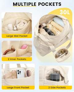 Bolsa de Viaje y Gimnasio con Cierre de Cremallera de 30L, Unisex, con Compartimento para Zapatos y Bolsa de Aseo - Product Image 5