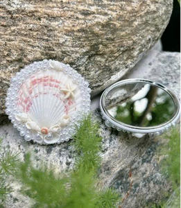 Round Seashell Mirror Handmade Vietnam Marine Shell <b>Ornamentation</b> Decoration - Product Image 3