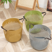 Panier de rangement en cuir ajouré avec poignées pour salle de bain, chambre et maison