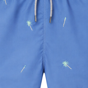 Shorts de bain bleus pour hommes, imprimé tropical, séchage rapide, caleçon de plage, taille élastique, vêtements de bain - Product Image 3