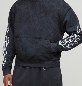 เสื้อฮู้ดแบบสวมหัวสำหรับผู้ชายเสื้อสเวตเตอร์มีฮู้ด450gsm พิมพ์ลายสกรีนผ้าฝ้ายสไตล์สตรีทแวร์ผลิตตามสั่ง - Product Image 5