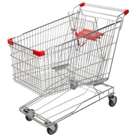 Chariot de courses commercial double couche en promotion – Design asiatique, livraison directe de Chine pour supermarchés et centres commerciaux, facile à utiliser