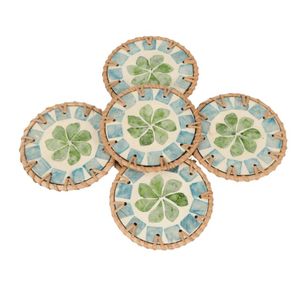 Dessous de verre en rotin d'incrustation de vadrouille ronde de conception moderne faite à la main pour des articles de cuisine de dessus de table en gros du Vietnam - Product Image 4