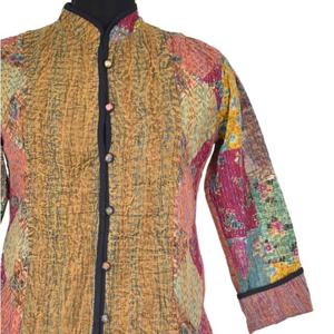 Veste Coton Stonewash Kantha Manteau Long à Manches Longues avec Boutons Respirant et Réversible pour Automne Hiver Printemps - Product Image 3