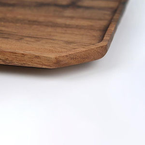 Plateau de service en bois fait à la main plateau de service fantaisie de table élégant et moderne forme octogonale ustensiles de cuisine de finition en noyer - Product Image 2