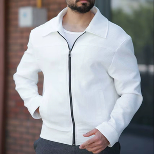 Vêtements d'extérieur décontractés à manches longues zippés kaki d'hiver pour hommes veste Streetwear à col en velours côtelé avec décoration à boutons tissu chaud - Product Image 1