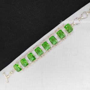 Haute qualité réglable argent plaqué vert améthyste Bracelet à la mode mode chaîne lien bijoux pour les fêtes - Product Image 2