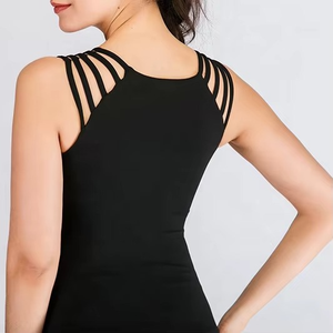 Vente en gros Marque privée personnalisée Débardeur de sport pour femmes Bouton en dentelle Gland et ruban Décorations pour entraînement Sport Vêtements de sport vierges - Product Image 2