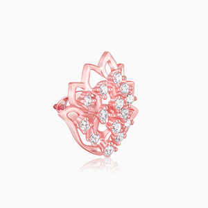 Elegant Rose Gold <b>Lotus</b> Radiance Stud Earrings Featuring Religious Geometric Diamond and <b>Pearl</b> Style - Product Image 4