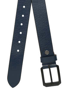 เข็มขัดลำลองหนังวินเทจสีน้ำเงินสำหรับผู้ชายเข็มขัดหนังแท้100% - Product Image 3