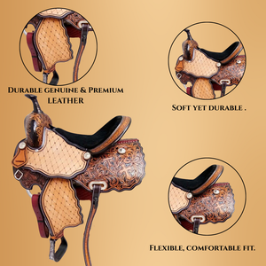 Selle de corde en cuir véritable faite à la main |   Selle de course Western Roper Ranch |   Selle d'équitation artisanale |   Vente en gros - Product Image 4