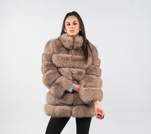 Manteau de fourrure d'hiver pour femmes avec fourrure de renard nouveau Design taille ample Long chaud avec remplissage doublure en soie motif imprimé XS taille polaire tissée - Product Image 4