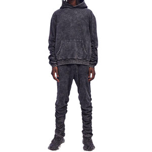 Wholesale Low Price Men Acid <b>Wash</b> Breathable Winter Hooded Casual Tracksuits High Quality New Arrival - Product Image 1