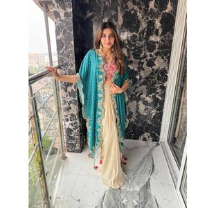 High on Demand Dhoti Blouse & <b>Shrug</b> Three Piece Western Outfit <b>for</b> the Trendy Wedding Season Dhooti Blouse - Product Image 1