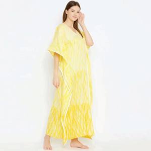 Comfort Fit 100% algodón Maxi longitud Shibori tejido a mano Tie-Dye amarillo Kaftan - Product Image 3