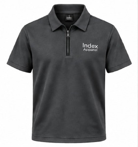 Camiseta Polo Corporativa Personalizada para Hombre, Index Apparel, Cierre de Cremallera de un Cuarto, Manga Corta, Bordada, Uniforme de Trabajo - Product Image 1
