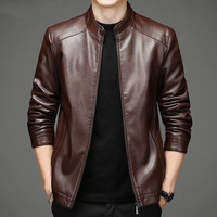 Blouson en cuir sur mesure pour homme, coupe ajustée, col montant, style décontracté et tendance pour l'hiver, en toile écologique et respirante de haute qualité
