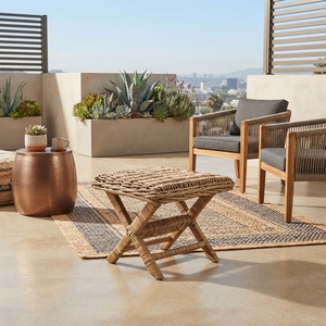 Natural Woven Rattan <b>Folding</b> <b>Stool</b> Portable Cross Leg Footstool Outdoor Garden Chair Setup Room Decor Pure Art Design - Product Image 2