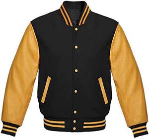 Chaqueta Bomber Varsity de lana Vintage para hombre, lona de alta calidad, nueva chaqueta de invierno de escuela secundaria negra con letras de béisbol universitario - Product Image 1