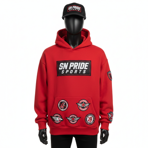 Sweat à capuche homme hiver coupe classique en polaire épaisse, respirant et écologique, avec logo personnalisé brodé, style streetwear tendance, effet vieilli PVC - Product Image 1