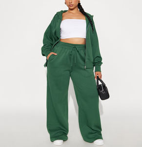 Pantalones Deportivos de Talla Grande para Mujer, Transpirables, de Corte Regular, Cintura Alta, Resistentes al Viento, Ecológicos, de Forro Polar de Poliéster/Algodón de 360 g/m², con Bolsillos Anchos - Product Image 1