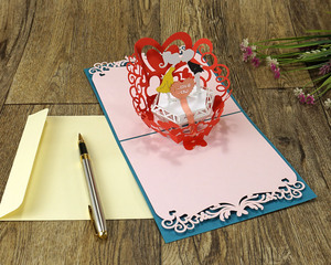 Meilleure vente de cartes de vœux pour Couples, Design de mariage romantique, vente en gros, cartes pop-up 3D, amour et saint-valentin, petite quantité à partir de 100 pièces - Product Image 4