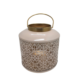 Lanterne en fer décorative pour la maison couleur rose et or bougeoir et bougeoir de style moderne pour décor de table fait à la main - Product Image 2