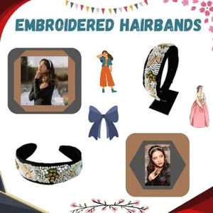 Embroidered Hairband Girls and Women <b>Beaded</b> <b>Headbands</b> Custom Size Bridal Accessory Hairband From India - Product Image 6