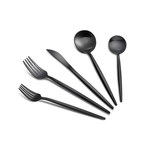 Cucharas de acero inoxidable mate negro de acero espejado Mejor diseñador Último producto Nuevo diseñador Precio barato - Product Image 3