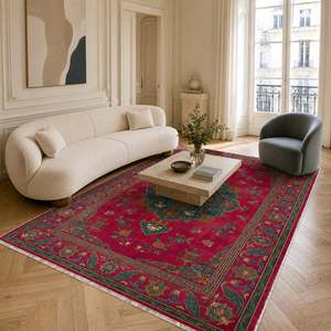 Tapis lavable traditionnel rouge foncé Netline Home Wandering Lattice - Product Image 3